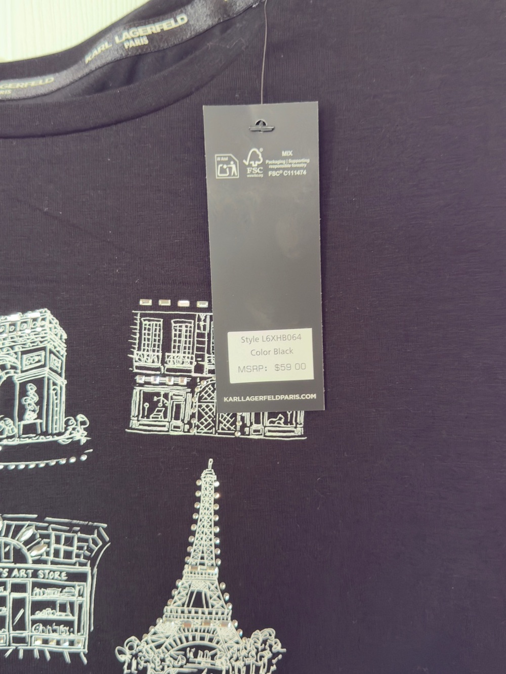 Karl Lagerfeld Black Graphic Paris Sketch Tee - Unbranded - Picture 2 of 5